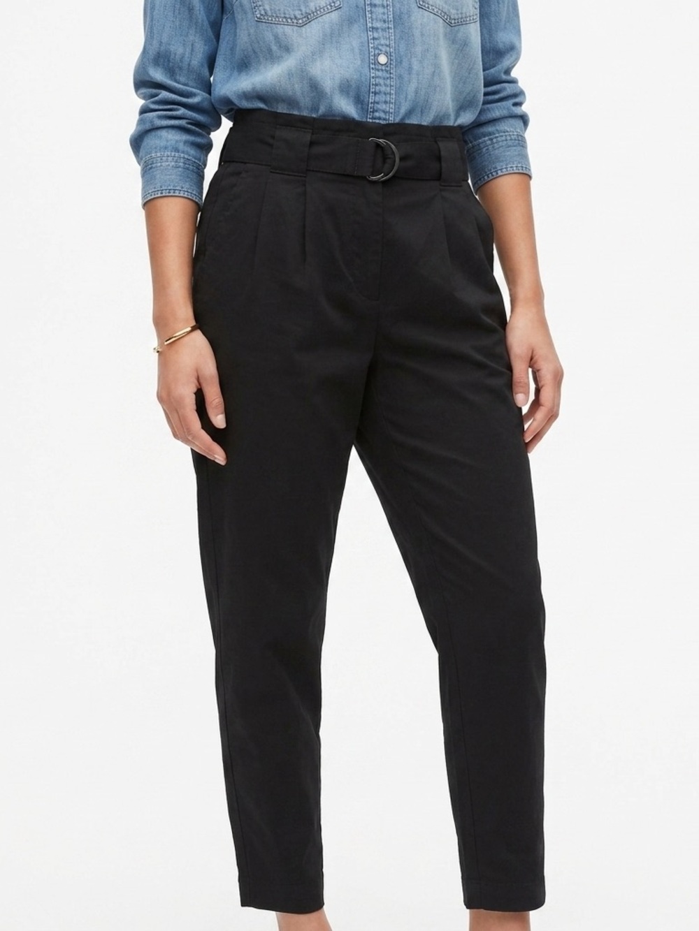 🆕 Banana Republic Black Pants High-waisted Barrel Leg Tapered Ankle Trousers 12